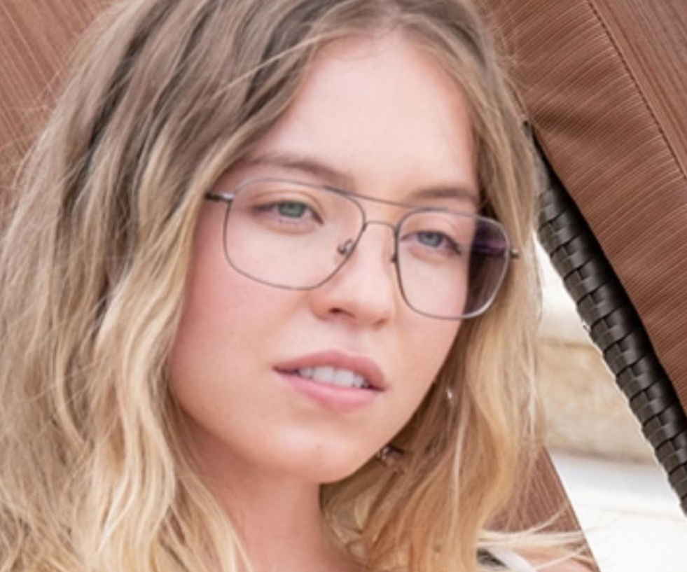 Sydney Sweeney glasses Gold Metal Eyeglasses , NosePads Frames from ABBE Glasses
