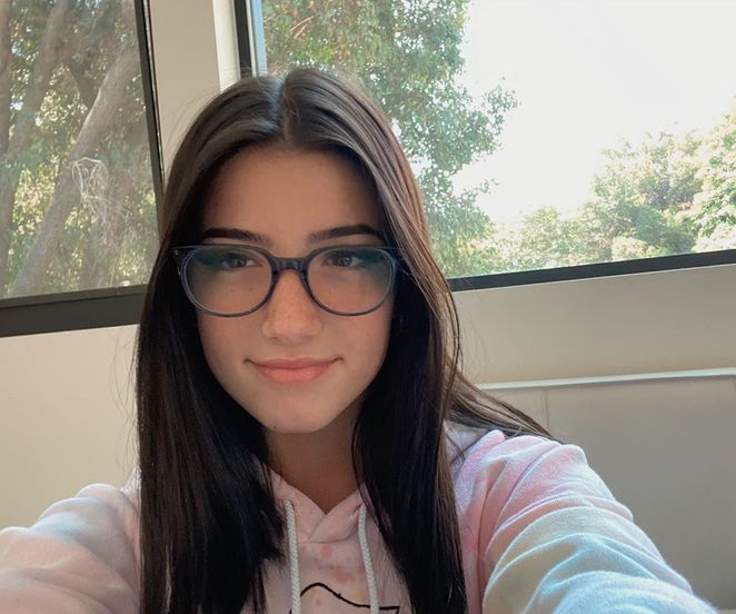 Charli D Amelio glasses Gray TR Eyeglasses , UniversalBridgeFit , Lightweight Frames from ABBE Glasses